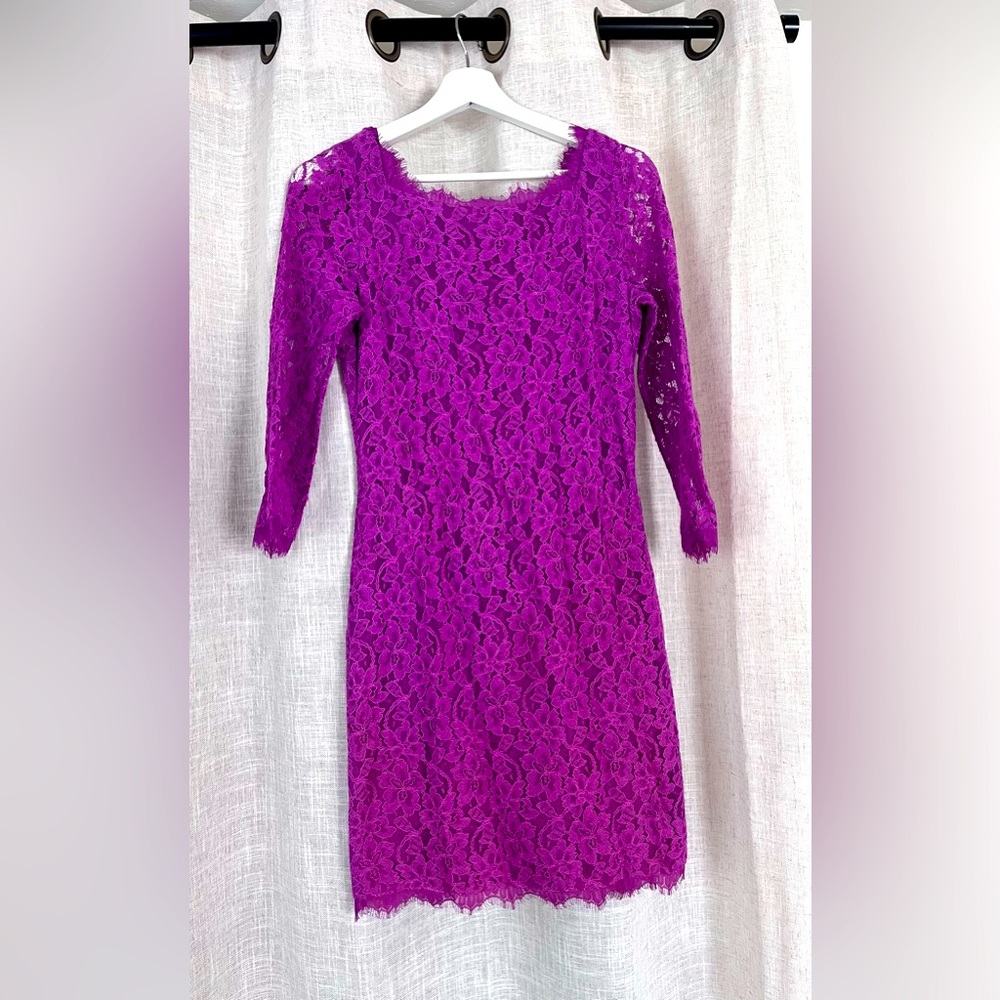 Gorgeous fuchsia DVF lace dress